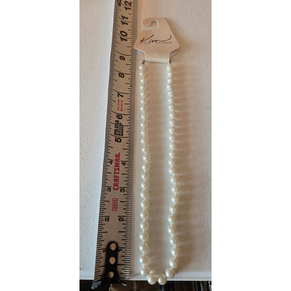 Kim Rogers Womens Faux Pearl Strand Necklace Gold Tone Filigree Clasp‎ 112310NG